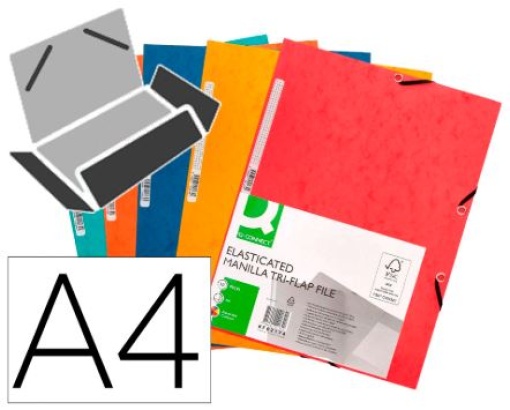 Pasta de Elasticos Q-Connect A4 com Abas Cores Sortidas (KF02174)
