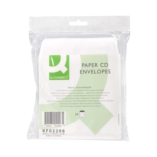 Envelope Papel Q-Connect P/CD'S e DVD'S Pack 50un (KF02206)
