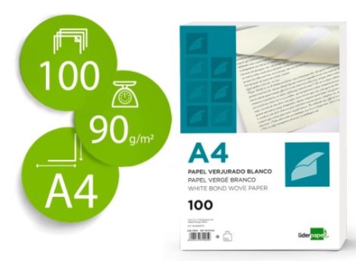 Papel Verjurado Liderpapel A4 90 gr Creme Emb.100 folhas (VJ04)
