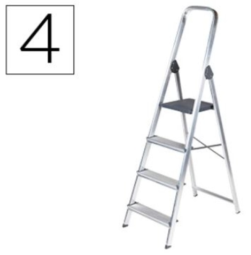 Escada Q-Connect Aluminio 4 Degraus Peso Maximo Suportavel 150kg 462x 1470x 860mm (KF00315)