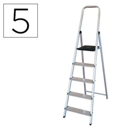 Escada Q-Connect Aluminio C/5 Degraus Peso Máx.Suportavel 150 kg 483 x1675 x1062mm.(KF00316)