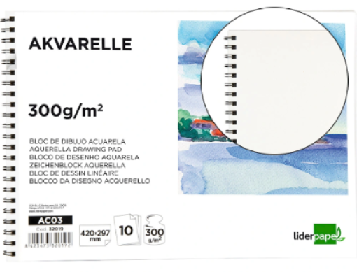 Bloco Desenho Aguarela Espiral A3 420x297mm 10fls (AC03)