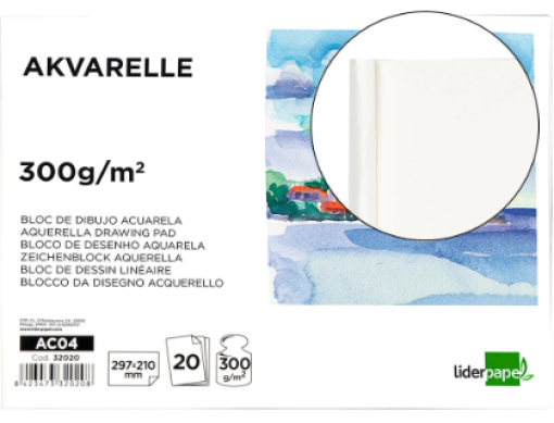Bloco Desenho Aguarela Colado A4 210x297mm 20fls (AC04)