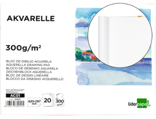 Bloco Desenho Aguarela Colado A3 420x297mm 20fls (AC01)