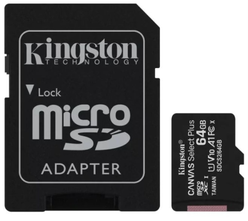 Cartao de Memoria Kingston Canvas Select Plus Micro SDXV 64GB + Adaptador
