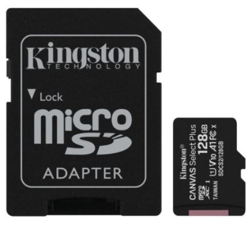 Cartão Memória Kingston Canvas Select Plus C10 A1 UHS-I microSDHC 125GB + Adaptador SD