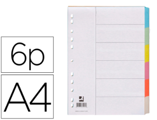 Separador Cartolina Q-Connect A4 6 Cores (KF00187)