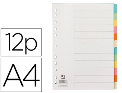 Separador Cartolina Q-Connect A4 12Cores (KF00188)