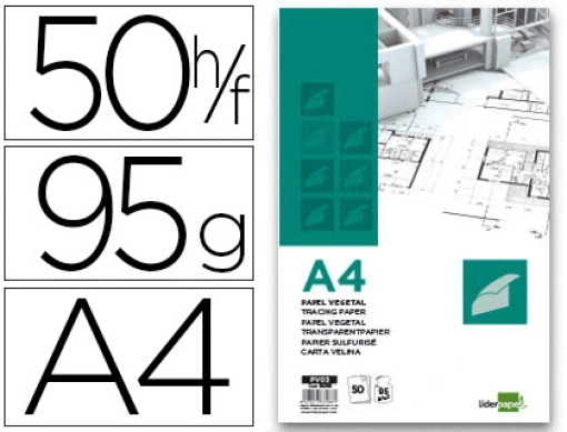 Bloco Papel Vegetal Liderpapel Colado A4 95gr 50fls (PV03)