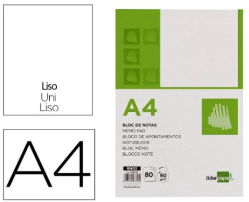 Bloco Apontamentos Liderpapel A4 80F Liso (BN02)