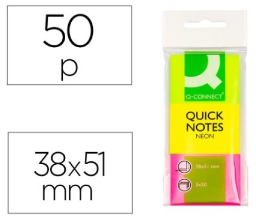 Bloco de Notas Adesivas Q-Connect Fluoresc 40x50mm Emb.3 (KF01224)