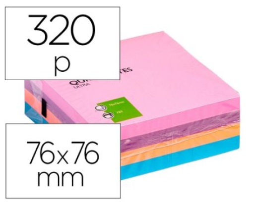 Bloco de Notas Adesivas Q-Connect Sortido 76x76 mm 320Folhas (KF02514)
