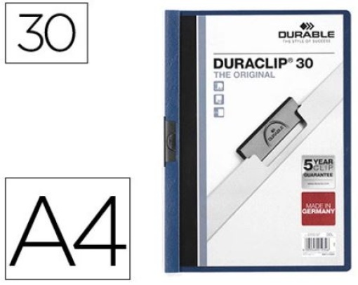 Pasta Dossier Durable C/Clip Lateral A4 Cap. 30fls Azul Escuro