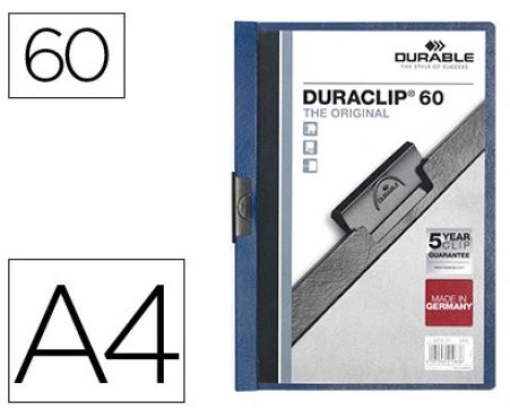 Pasta Dossier Durable C/Clip Lateral A4 Cap. 60fls Azul Escuro