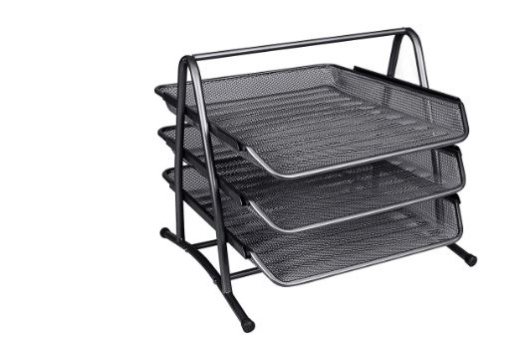 Conjunto 3 Tabuleiros de Secretaria Q-Connect Rede Metalica Preto (KF00823)