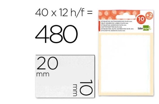 Etiquetas Adesivas Liderpapel 10+2 folhas 10x20mm (420uni) (ET01)