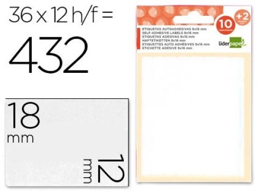 Etiquetas Adesivas Liderpapel 10+2 folhas 12x18mm (432uni)