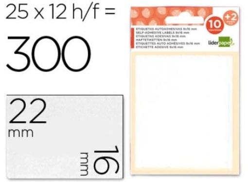 Etiquetas Adesivas Liderpapel 10+2Fls 16x22mm 300 etiquetas
