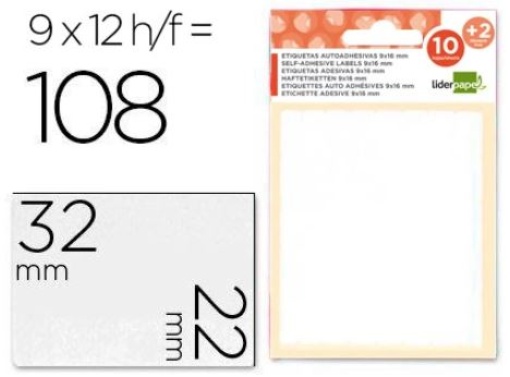 Etiquetas Adesivas Liderpapel 10+2 folhas 22x32mm (108un) (ET12)
