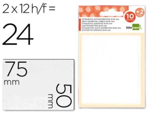 Etiquetas Adesivas Liderpapel 10 + 2 folhas 50x75mm 24 Etiquetas