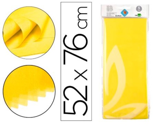 Papel Seda liderpapel 52x76cm 18gr Amarelo Emb.5fls
