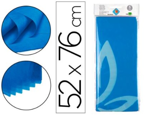 Papel Seda liderpapel 52x76cm 18gr Azul Emb.5fls (SE05)