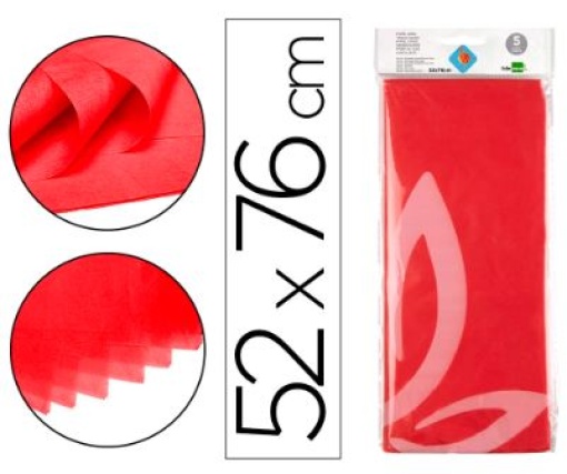 Papel Seda liderpapel 52x76cm 18gr Vermelho Emb.5fls (SE10)
