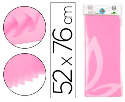 Papel Seda liderpapel 52x76cm 18gr Rosa Emb.5fls