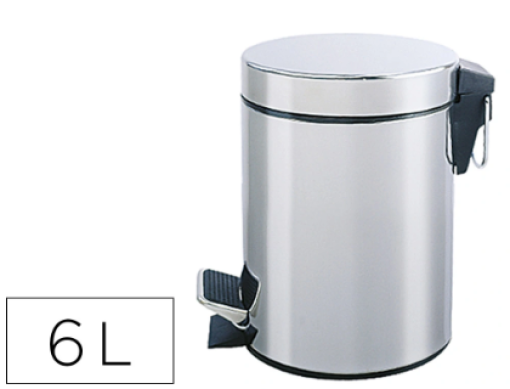 Balde Papeis Q-Connect Metal Cromado C/Pedal 21x32cm 6Litros (KF04225)