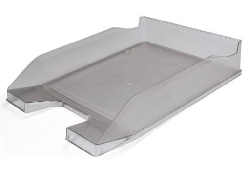 Tabuleiro Secretaria Plastico Q-Connect Cinza Escuro Transparente