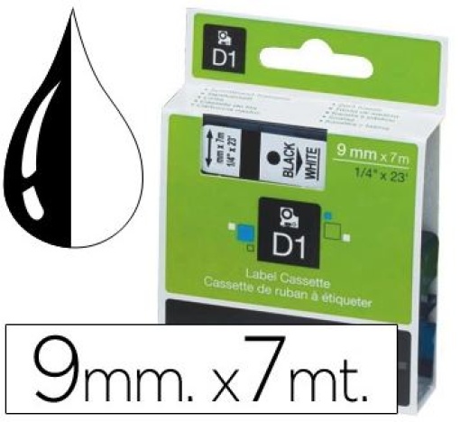 Fita Gravacao Dymo S0720670 D1 9mmx7m Preto/Transparente (40910)(Texto Preto Fita Transparente) 
