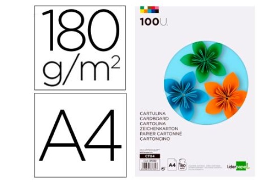 Cartolina Liderpapel A4 180gr 10 Cores Sortidas Pack 100fls (CT04)