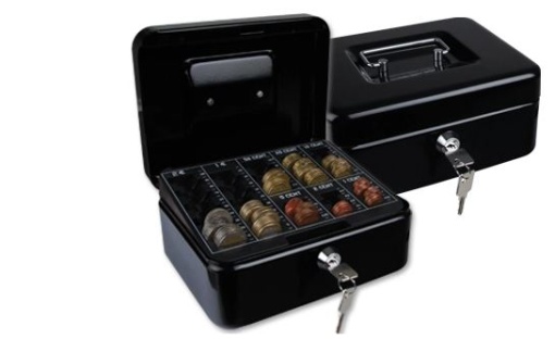 Cofre Com Bandeja Para Moedas Q-Connect 200x90x160mm Preto (KF04277)