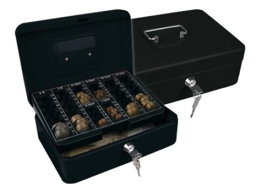 Cofre Com Bandeja Para Moedas Q-Connect 250x90x180mm Preto (KF04278)