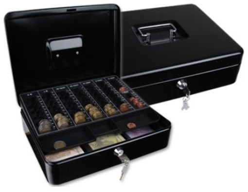 Cofre Com Bandeja Para Moedas Q-Connect 300x90x240mm Preto (KF04279)