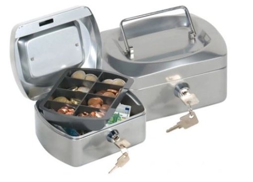 Cofre Com Bandeja Para Moedas Q-Connect 152x80x115mm Prata