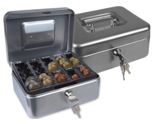 Cofre Com Bandeja Para Moedas Q-Connect 200x90x160mm Prata (KF03320)