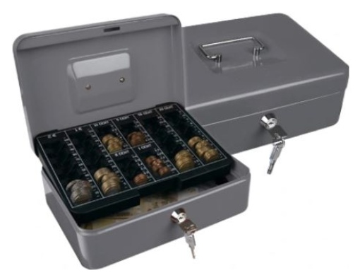 Cofre com Bandeja Para Moedas Q-Connect 250x90x180mm Prata