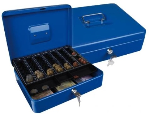 Cofre Com Bandeja Para Moedas Q-Connect 300x90x240mm Azul (KF03327)