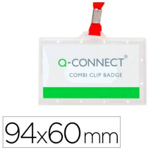 Identificador Q-Connect Plastico Rigido Pendurar Ao Pescoço 94x60mm Cordao Vermelho (KF03303)