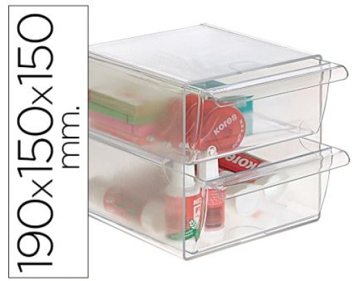 Cubo de arquivo archivo 2000 com 2 gavetas em poliestireno transparente 190 x152 x152 mm