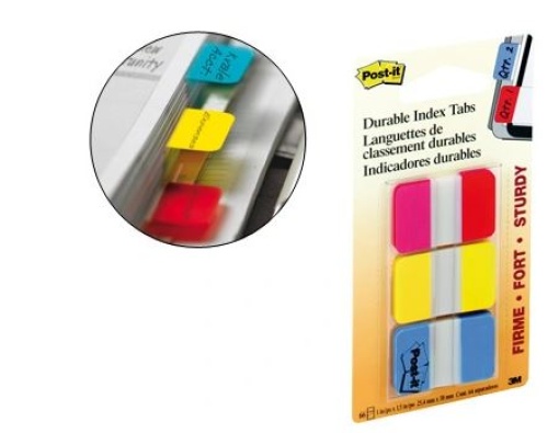 Bandas Separadoras Post-it Index 3 Cores Vermelho, Amarelo, Azul