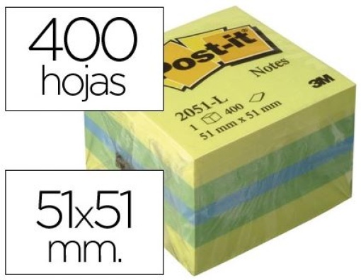 Bloco de Notas Adesivas Post-it Tira e Poe 51x51mm Minicubo Limao 400fls