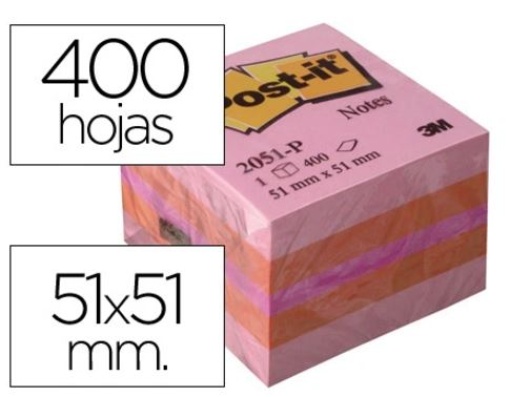 Bloco de Notas Adesivas Post-it Tira e Poe 51x51mm Minicubo Rosa 400fls