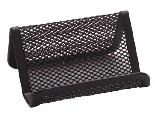 Porta Cartoes Visita Q-Connect em Rede Metalico 11x7,5x5cm Preto (KF04728)