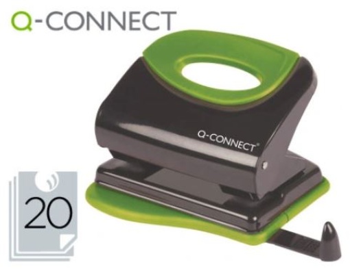 Furador Q-Connect Metalico Cinza/Verde Capacidade 20 Folhas (KF00995)