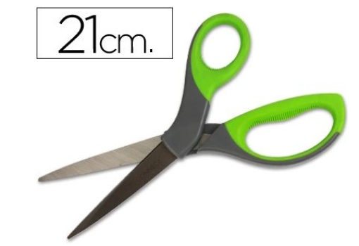 Tesoura Escritorio Q-Connect Cabo de Borracha Cinza/Verde  8" (21cm) (KF03987)