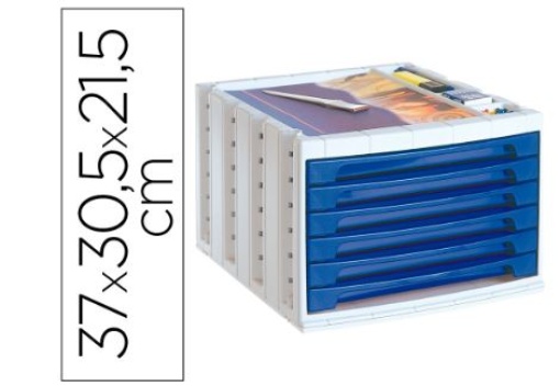 Bloco Classificador de Secretaria Liderpapel com 6 Gavetas Azul Opaco (KF18431)
