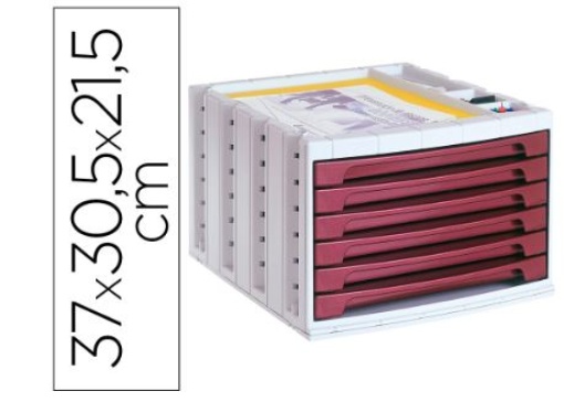 Bloco Classificador de Secretaria Liderpapel com 6 Gavetas Bordeaux Opaco (KF18433)
