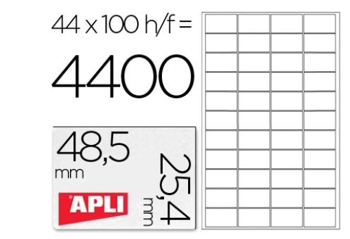 Etiquetas Adesivas Apli 48,5x25,4mm Laser - Tinteiro Cx.100un